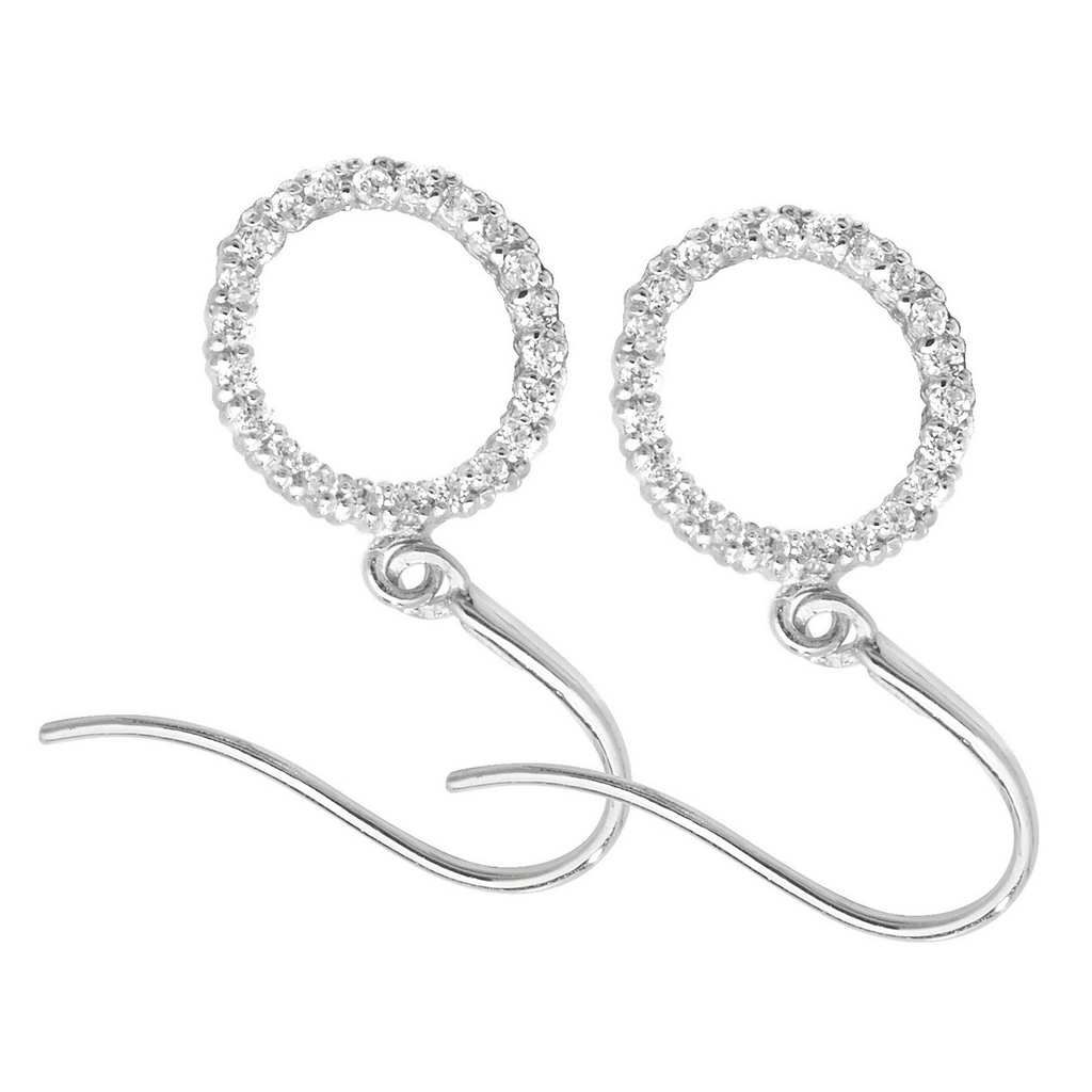 Channel Set Hook Drop Earrings 9ct White Gold 375 Hallmarked Brand New Boxed