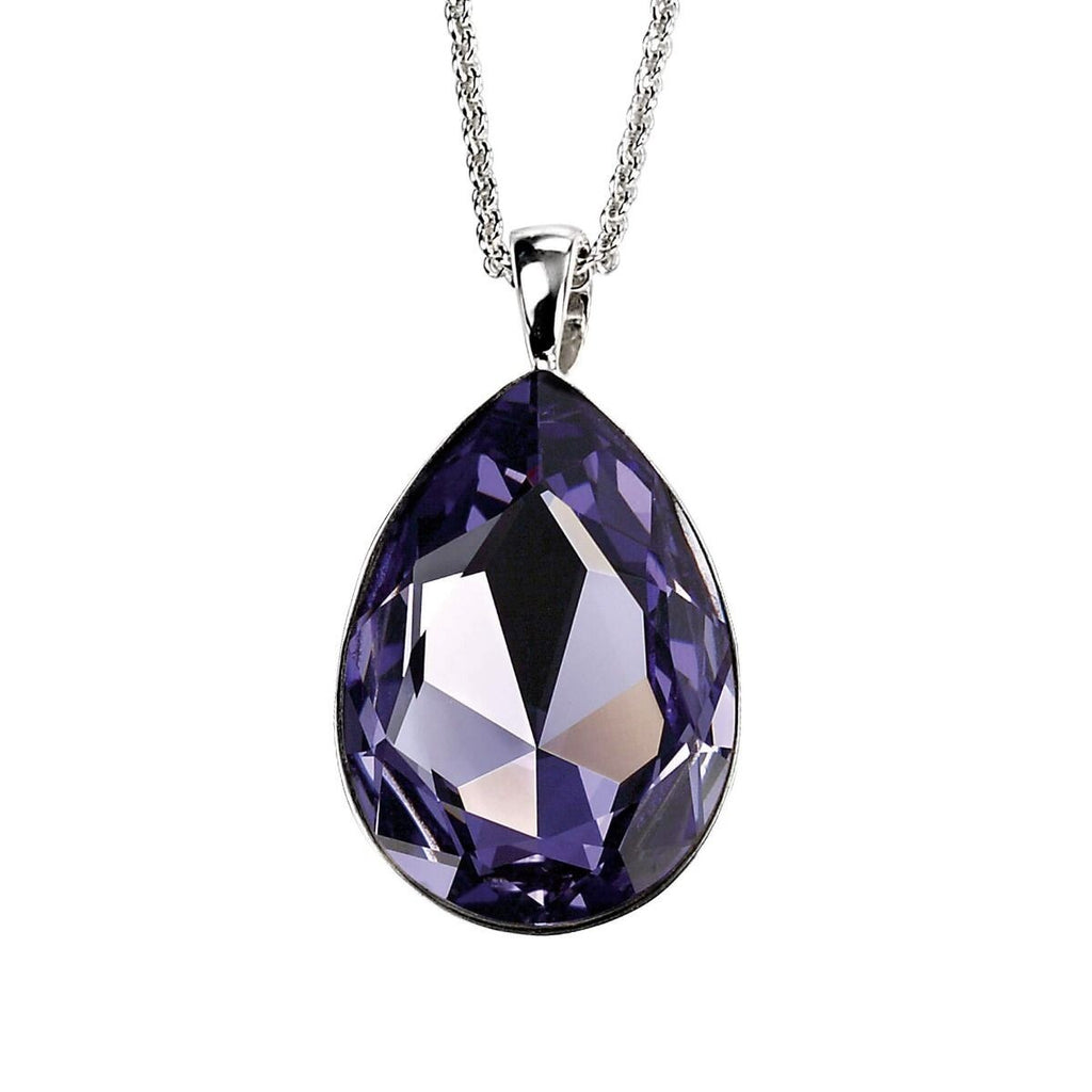 Large Tanzanite Teardrop Pendant Sterling Silver 925 Hallmark All Chain Lengths