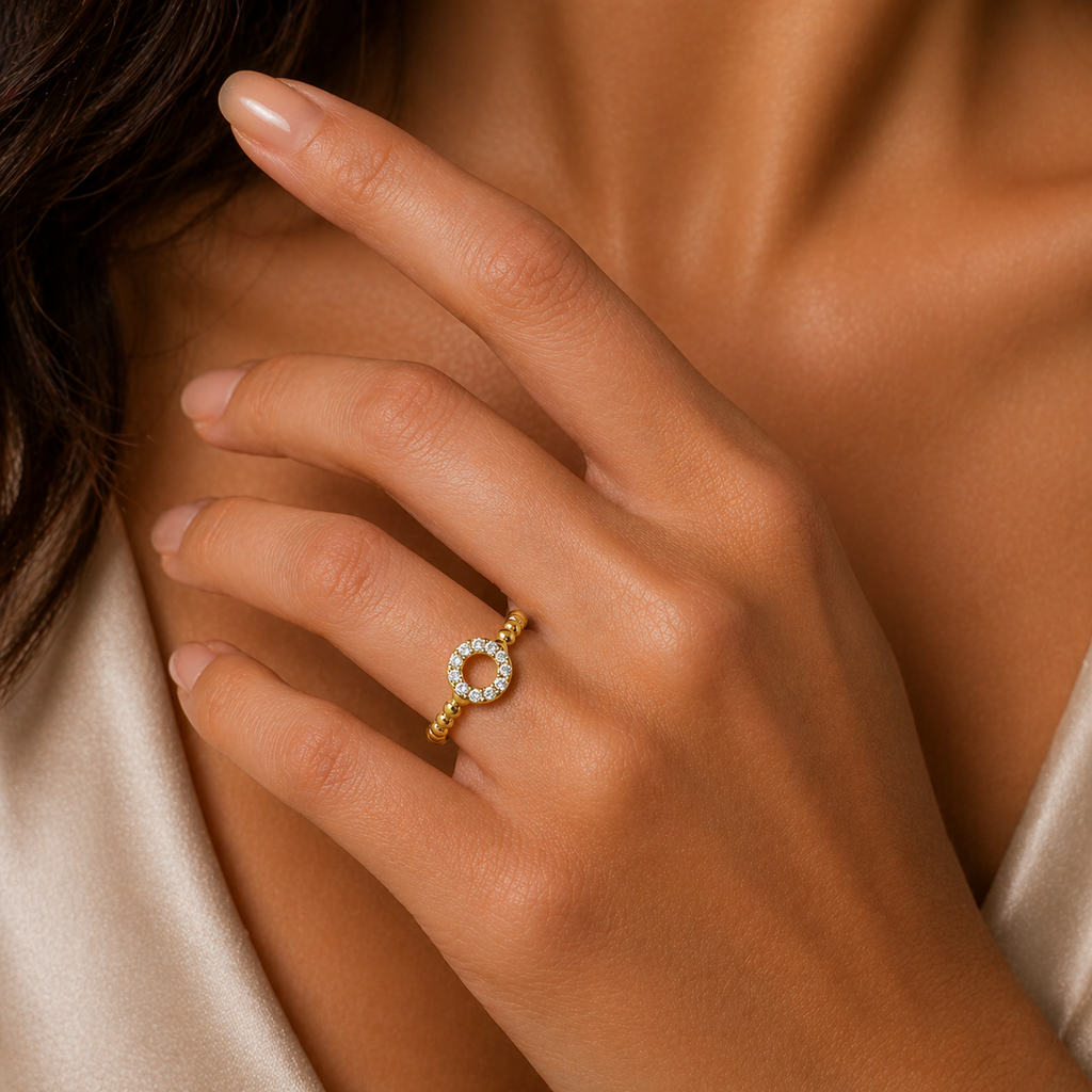 Circle Bobble Ring 9ct Yellow Gold Hallmarked Sizes J - T British Made