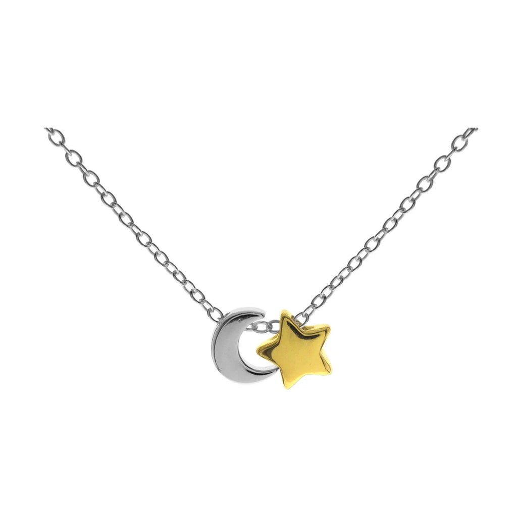 Star And Moon Necklace 14ct Gold Plated Hallmarked British Made