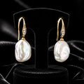Pearl And Diamond Drop Earrings British Made 9ct Yellow Gold 375 Hallmarked
