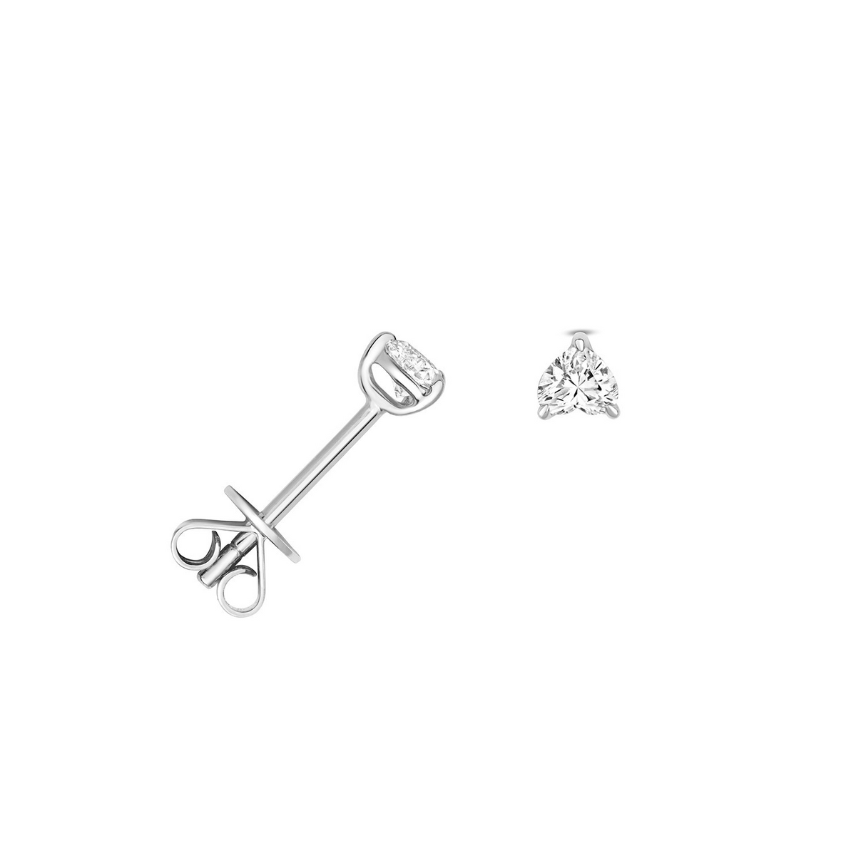 1 Natural Diamond Heart Stud Earrings 18ct White Gold Hallmarked British Made