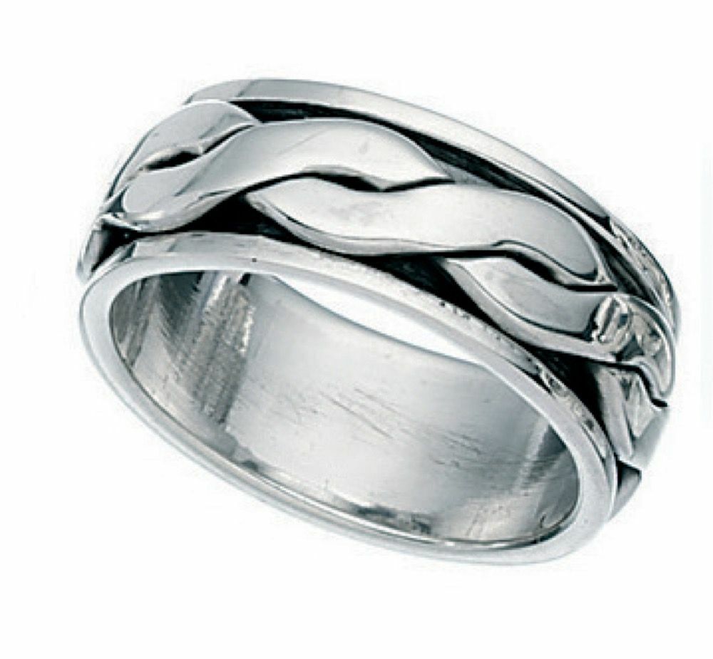 Sterling Silver Gents Ring Motion Celtic Band Design Hallmarked Size P - Z
