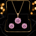 Topaz Pendant and Earrings Set Solid Yellow Gold Solitaire 18" Chain Hallmark