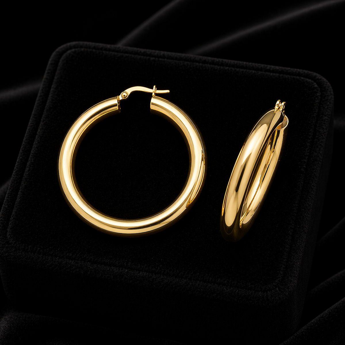 9ct Yellow Gold Hoop Earrings 375 Hallmarked 15mm - 60mm Diameter British Made