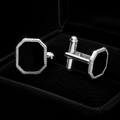 Solid Sterling Silver Octagonal Cufflink Set Men's 925 Hallmarked British Made