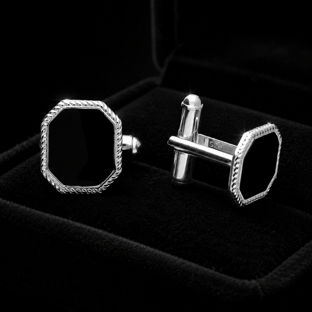 Solid Sterling Silver Octagonal Cufflink Set Men's 925 Hallmarked British Made