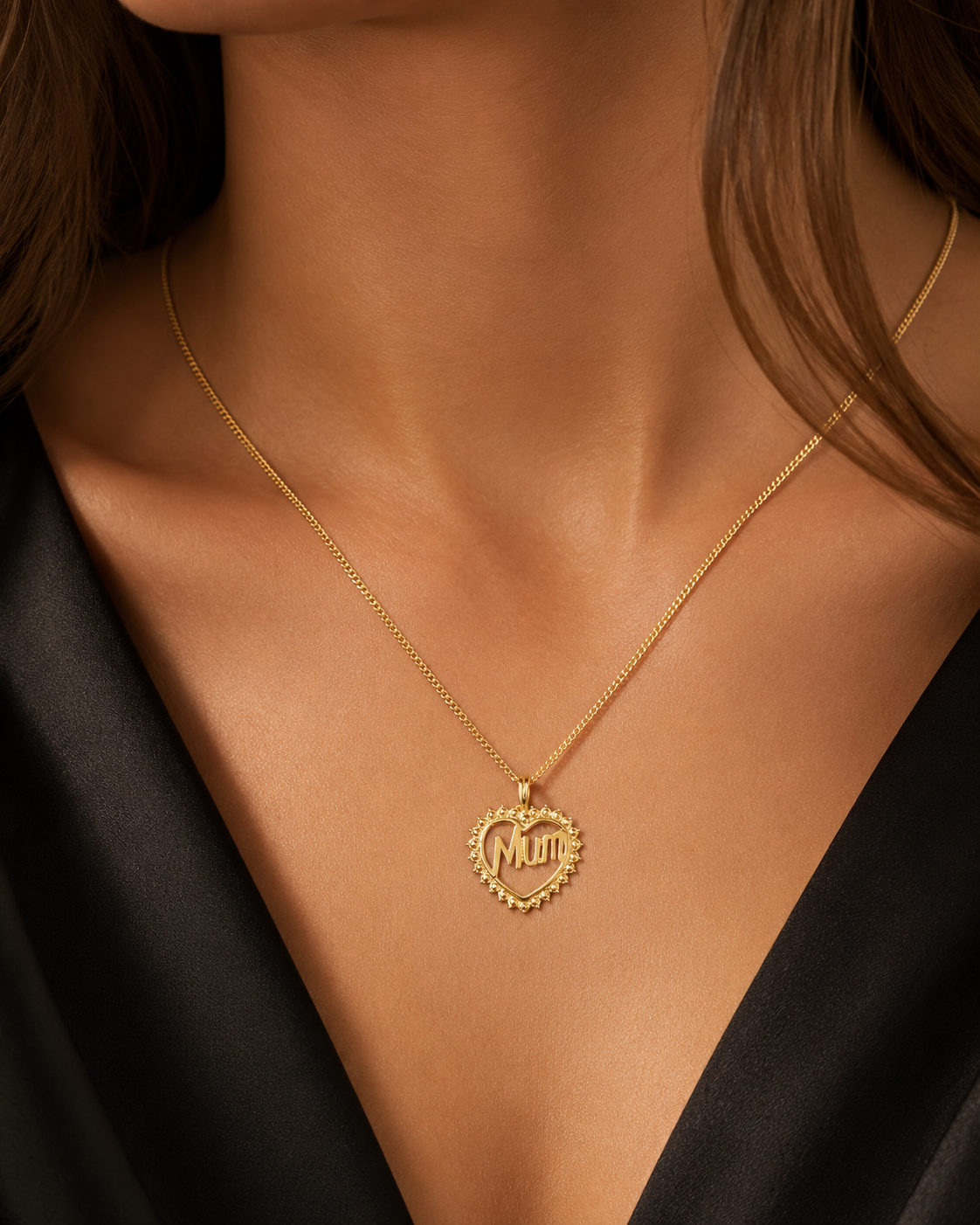 Decorative Mum Heart 9ct Yellow Gold Pendant 375 Hallmarked All Chain Lengths