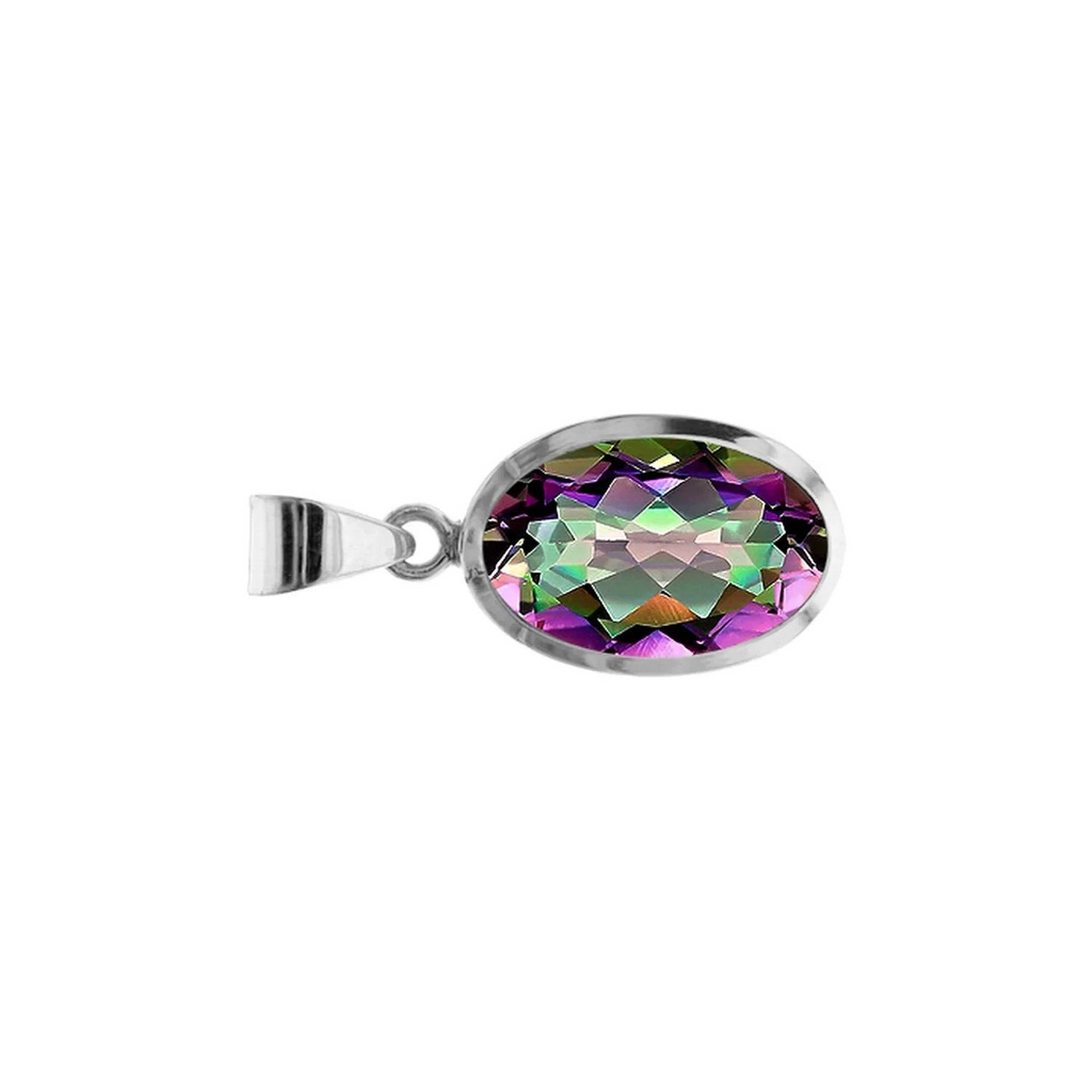 Flush Oval Topaz Pendant Sterling Silver 925 Hallmarked All Chain Lengths