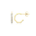 Natural Baguette Gemstone Hoop Earrings 9ct Yellow Gold 375 Hallmarked Brand New