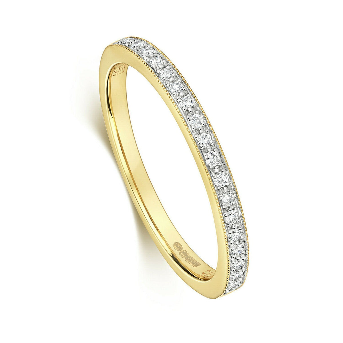 Diamond Eternity Ring 9ct Yellow Gold 375 Hallmark Sizes J - Q British Made