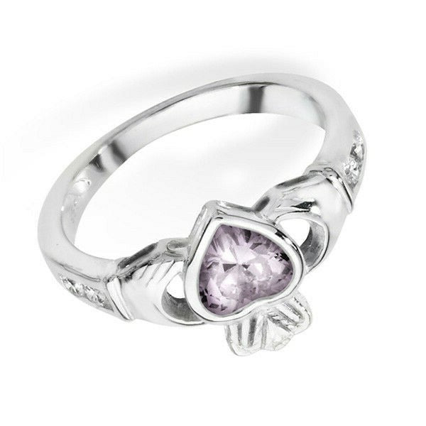 Sterling Silver Tourmaline Ring Claddagh October Stone 925 Hallmarked Size J - R