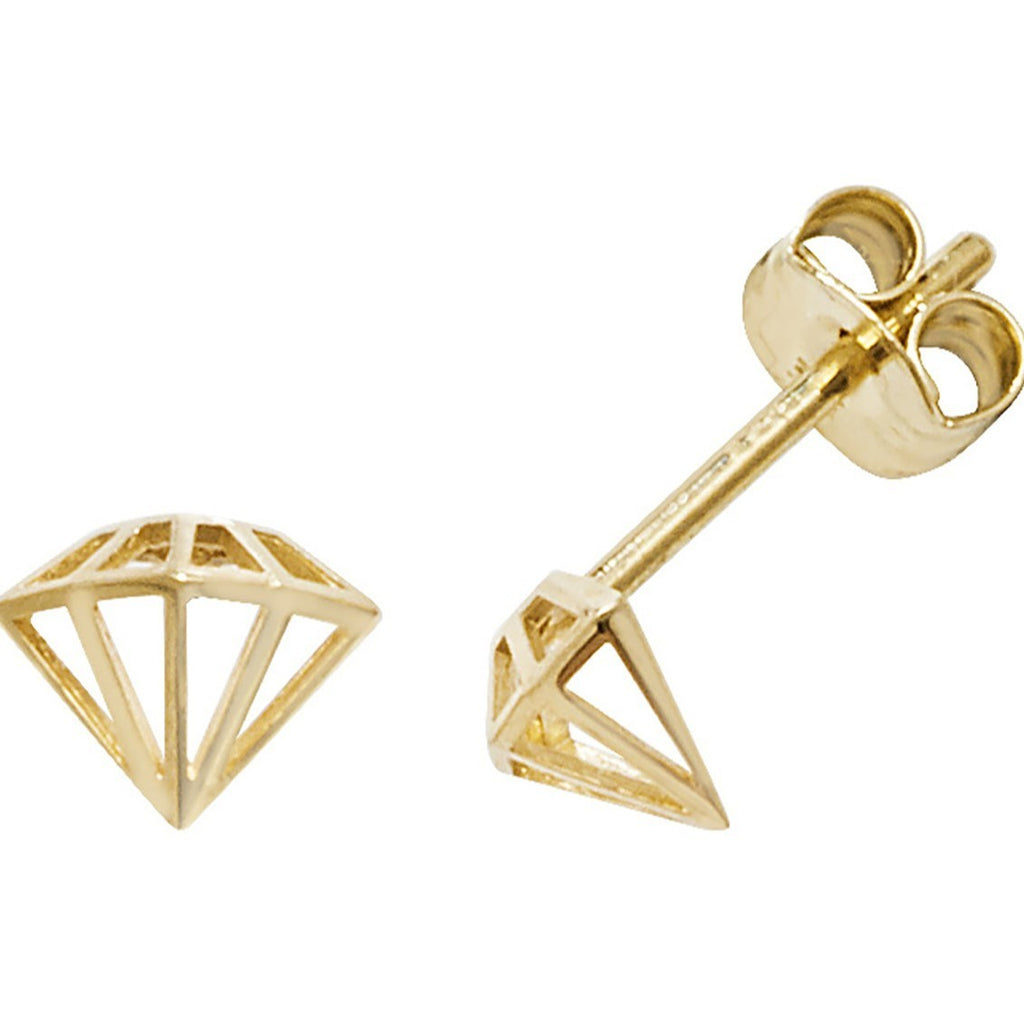 Diamond Stud Earrings 9ct Yellow Gold 375 Hallmarked Brand New Boxed