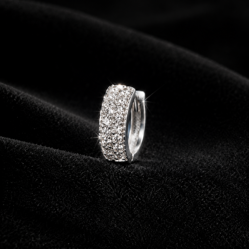 Mens Huggie Hoop Earring Solid 9ct White Gold Gents 375 Hallmarked Brand New