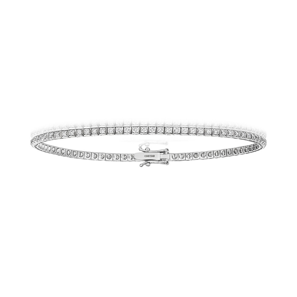 Natural Diamond 18ct White Gold Tennis Bracelet 375 Hallmarked British Made