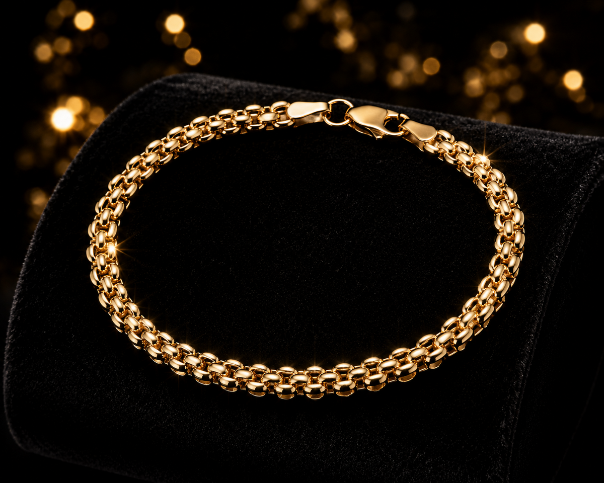 9ct Yellow Gold Linked Bracelet (18.4cm) 375 Hallmarked British Made