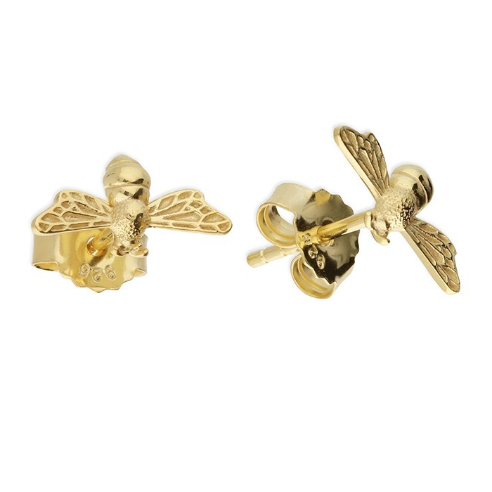 Bumble Bee Stud Earrings 18ct Yellow Gold Plated Hallmark British Made Brand New