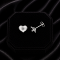 Flush Heart Stud Earrings 9ct White Gold 375 Hallmarked Brand New Boxed