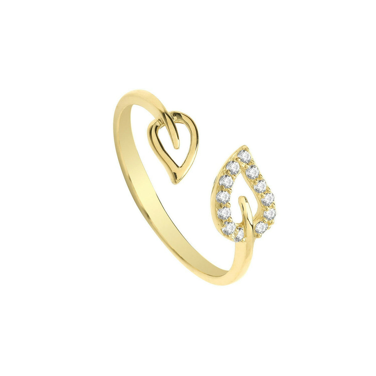 Gemstone Leaf Wrap Ring 9ct Yellow Gold Hallmarked Sizes J - R British Made
