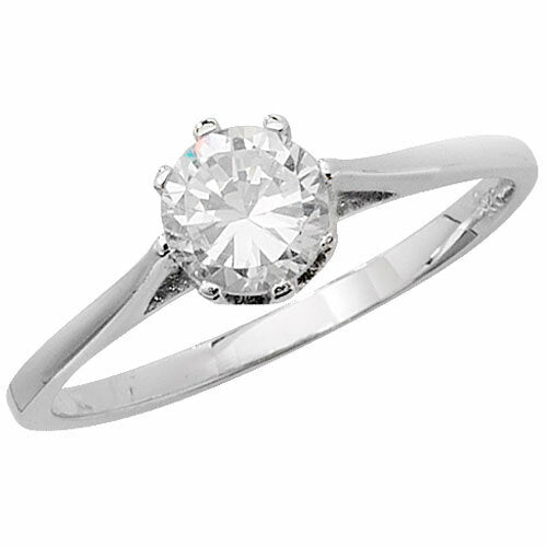 Sterling Silver Solitaire Ring Engagement Gemstone 925 Hallmarked Size M - T