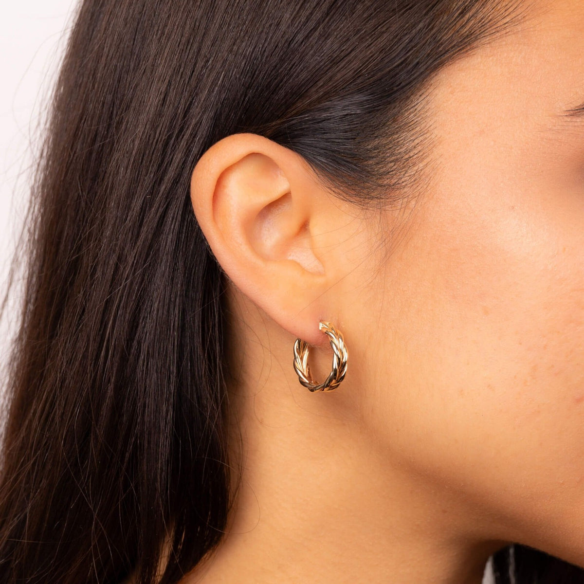 Rope Textured Hoop Earrings British Made 9ct Yellow Gold 375 Hallmarked