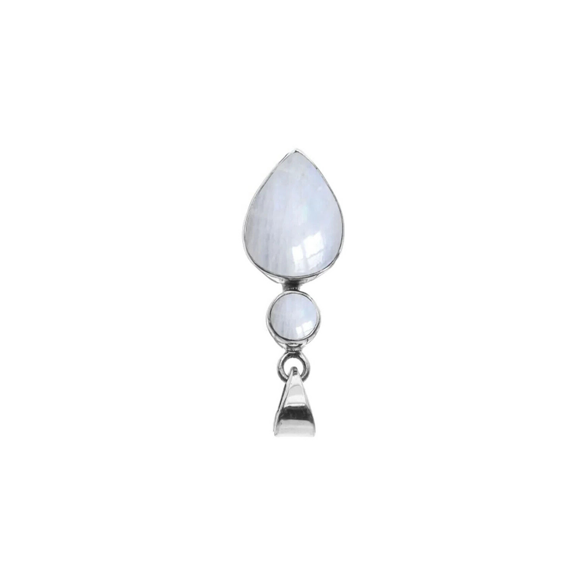 Double Moonstone Pendant Sterling Silver 925 Hallmarked All Chain Lengths