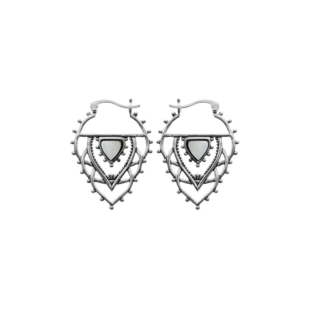 Zora Mother Of Pearl Hoop Earrings Sterling Silver 925 Hallmark Brand New Boxed