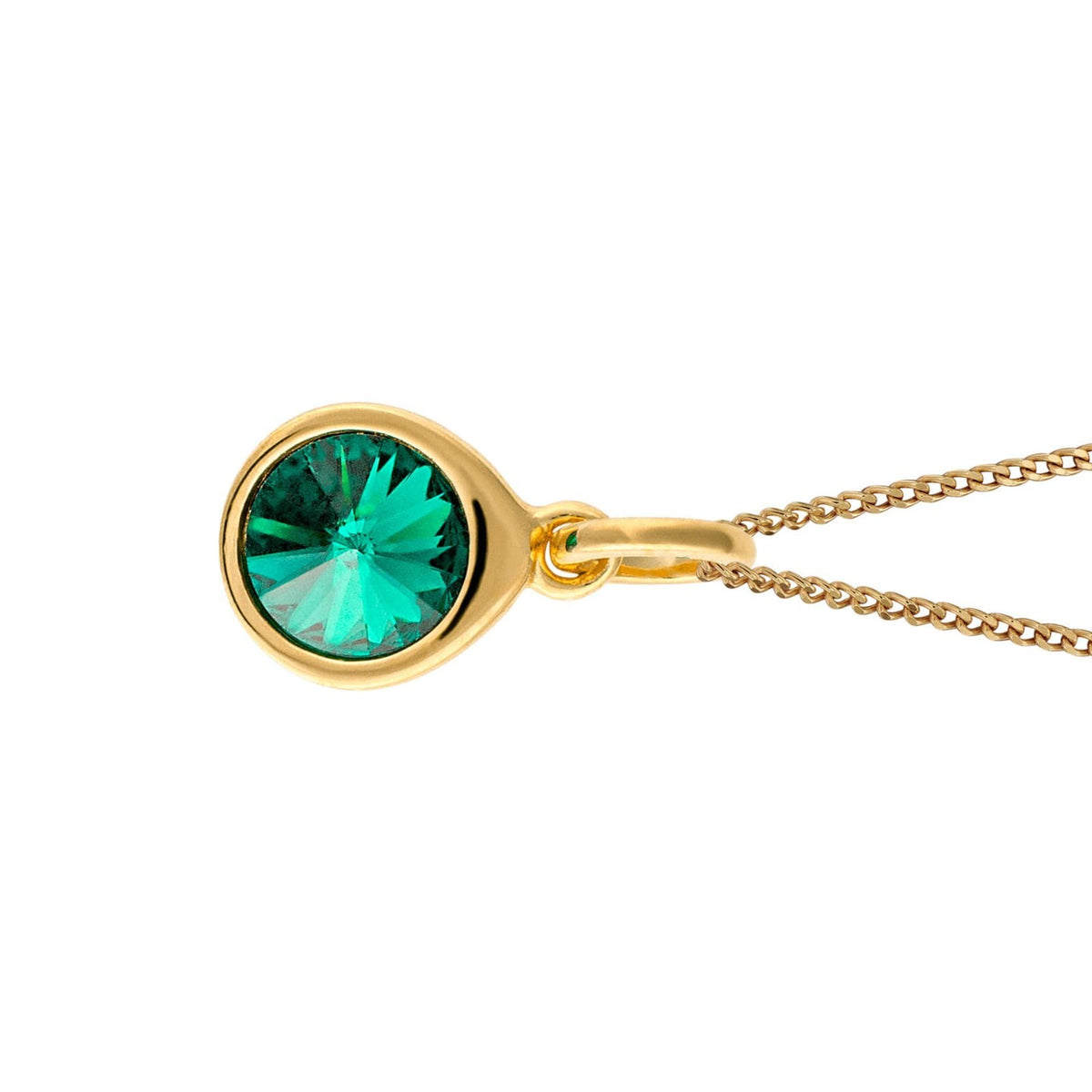 Emerald Teardrop Pendant 9ct Yellow Gold Plated Hallmarked All Chain Lengths