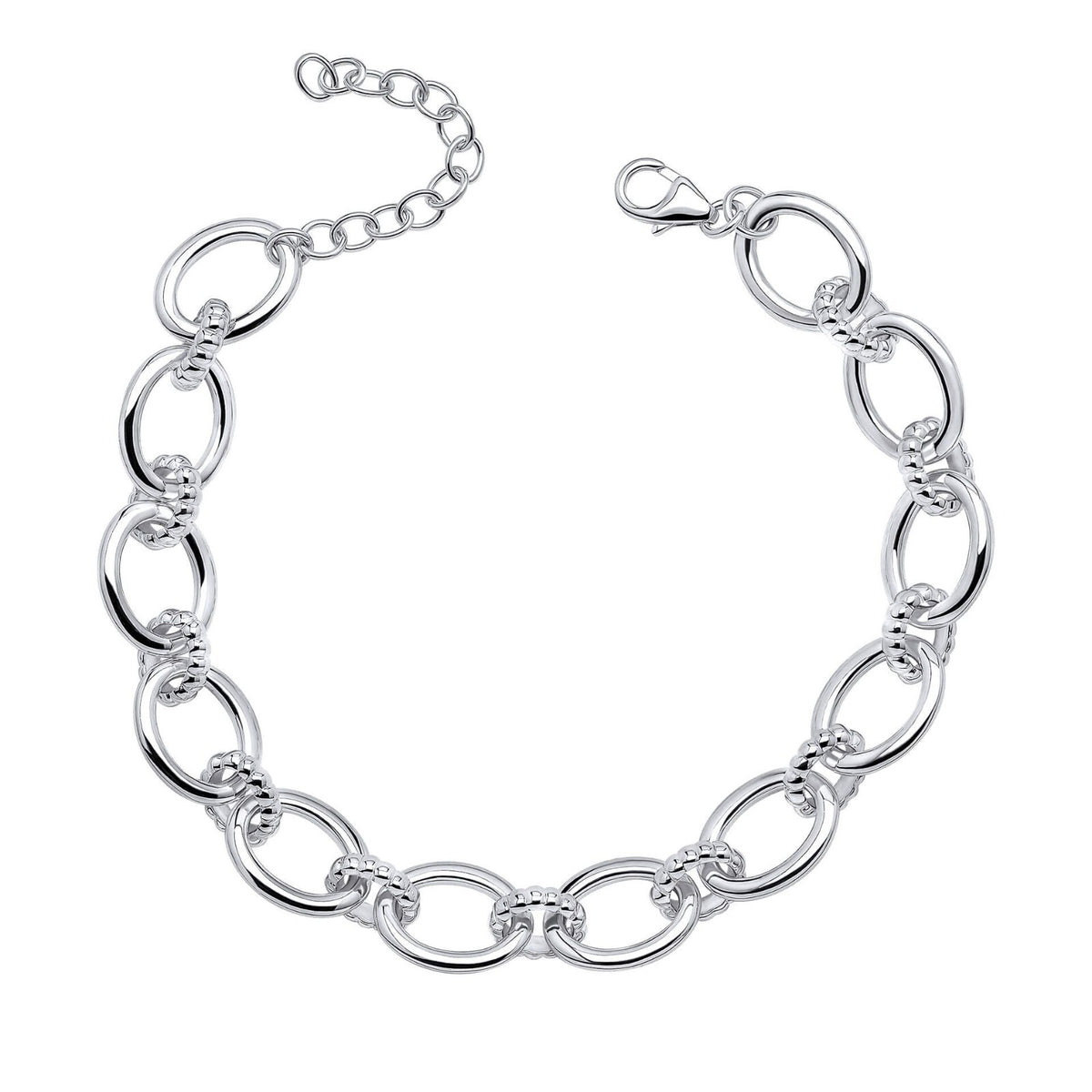 Oval link Textured Chain Bracelet Sterling Silver 925 Hallmarked Brand New Boxed