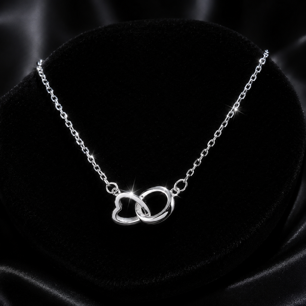 Eternal Heart Loop Necklace Solid Sterling Silver 925 Hallmarked British Made
