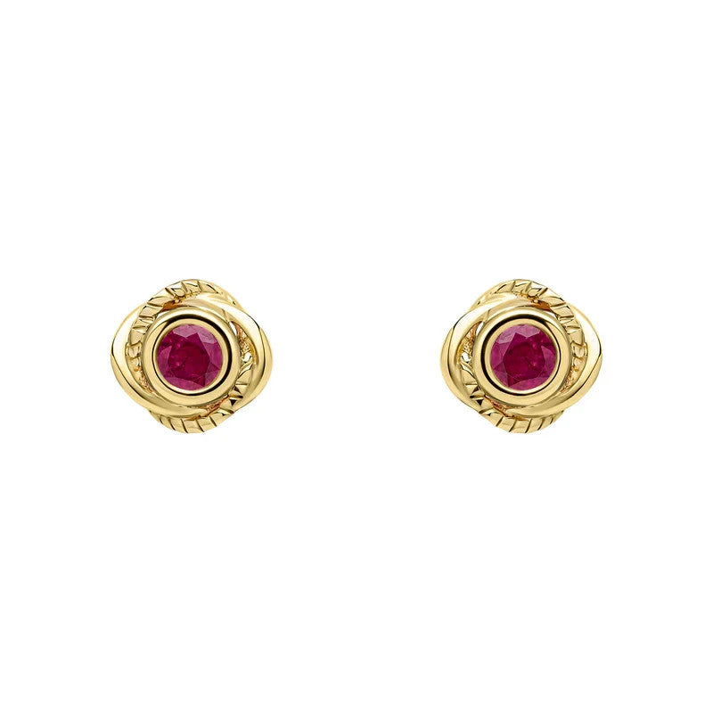 Flush Vintage Ruby Stud Earrings 9ct Yellow Gold 375 Hallmarked British Made