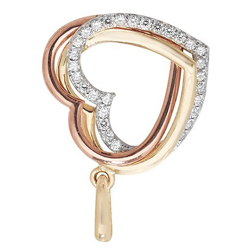 3 Heart 9ct Triple Gold Pendant 375 Hallmark British Made All Chain Lengths