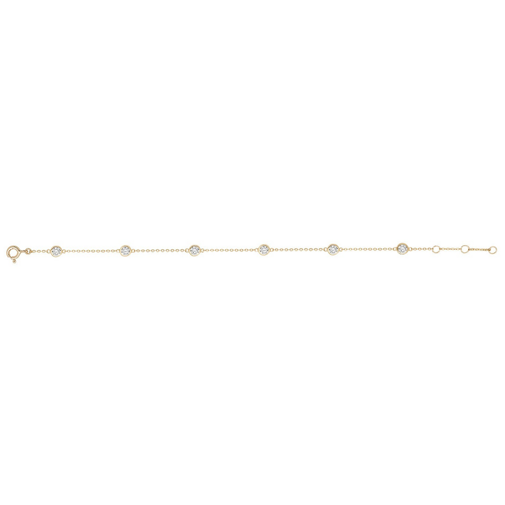 Ladies 6 Stone Bezel Bracelet 9ct Yellow Gold 375 Hallmarked British Made