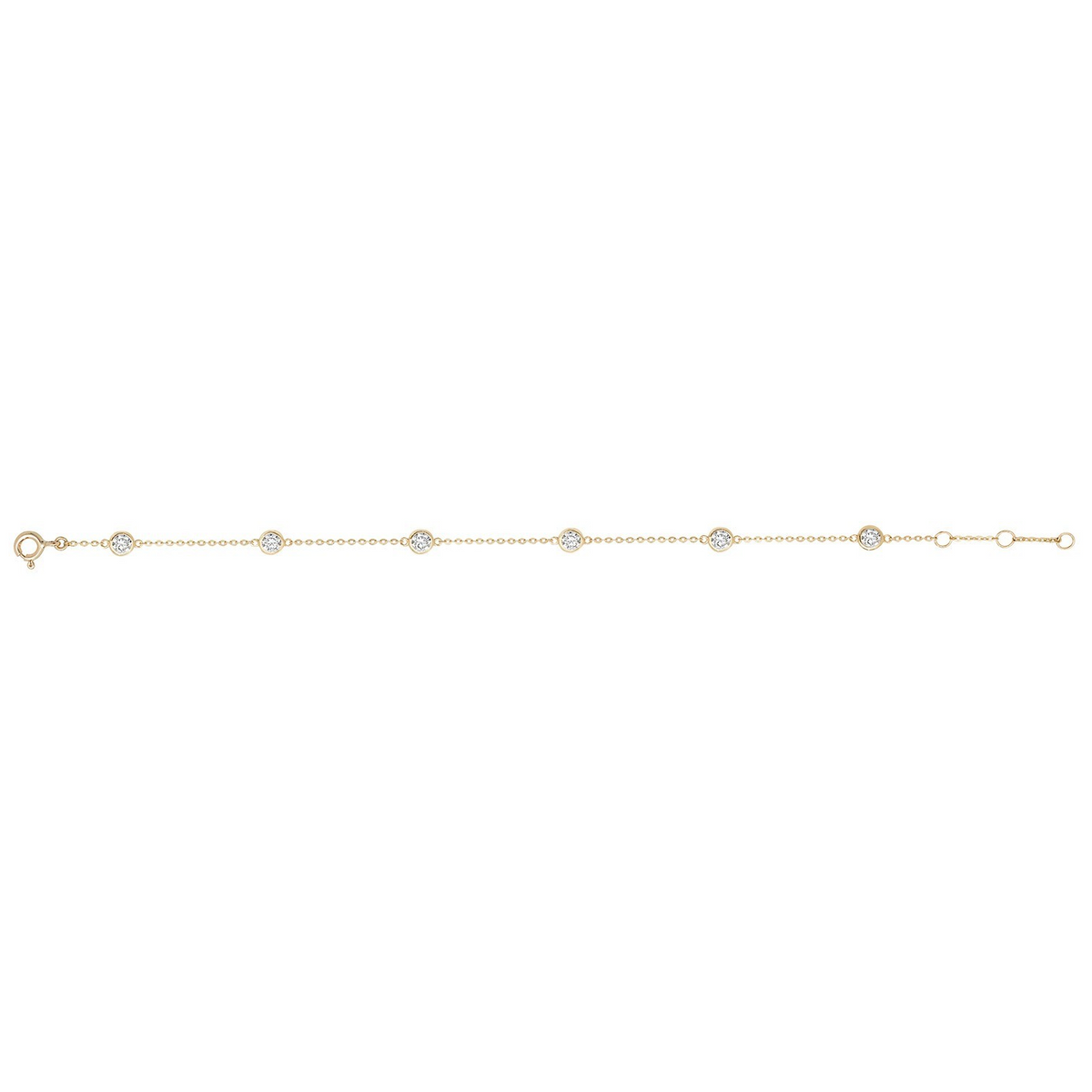 Ladies 6 Stone Bezel Bracelet 9ct Yellow Gold 375 Hallmarked British Made