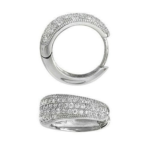 Mens Huggie Hoop Earring Cubic Zirconia Solid Sterling Silver Gents