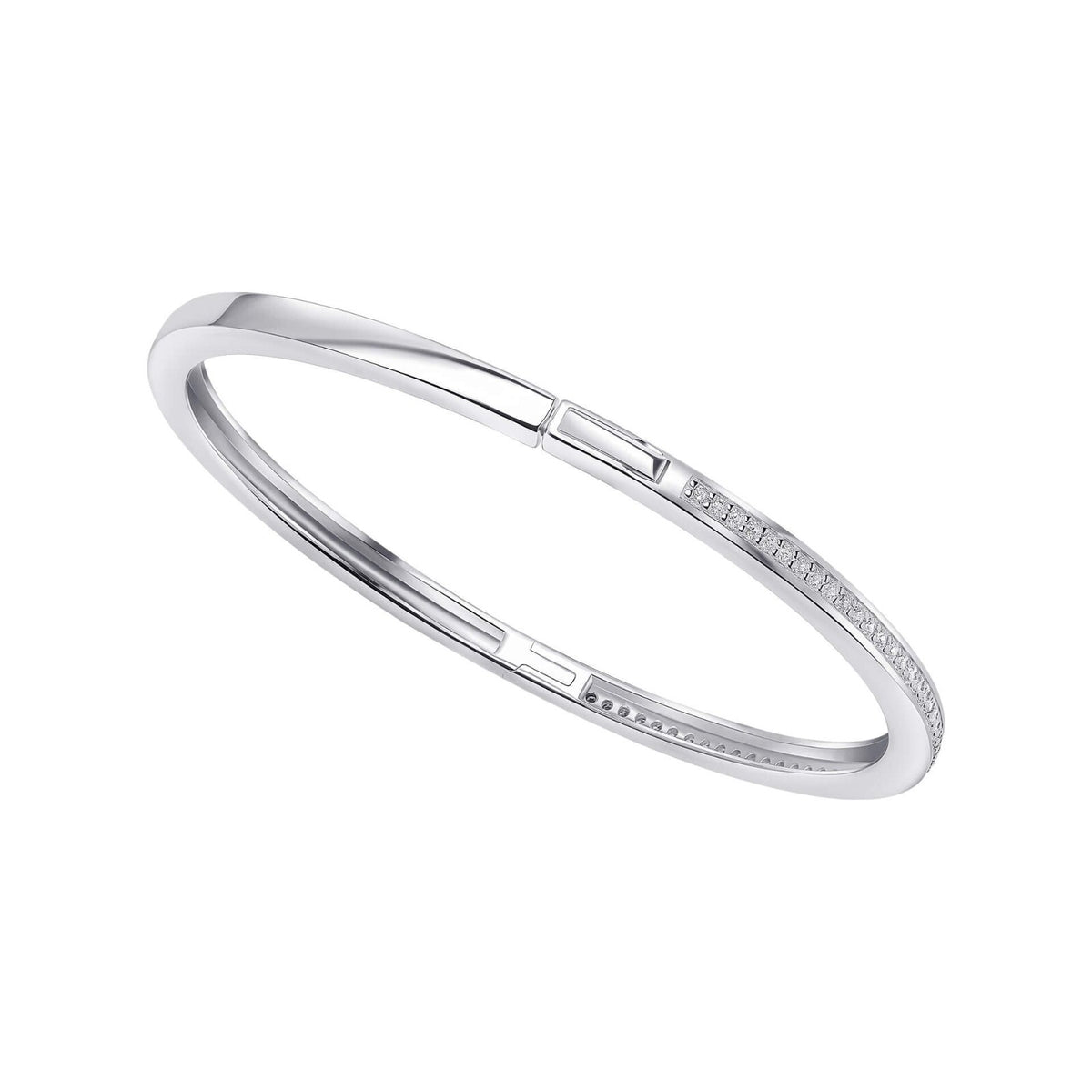 Zircon Hinged Bangle Sterling Silver 925 Hallmarked British Made Brand New Boxed