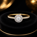 Halo Engagement Ring 9ct Yellow Gold 375 Hallmarked Sizes J - S British Made