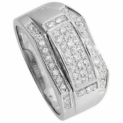 Men's Sterling Silver Mens Ring Trio Channel Engagement 925 Hallmark Sizes J - X