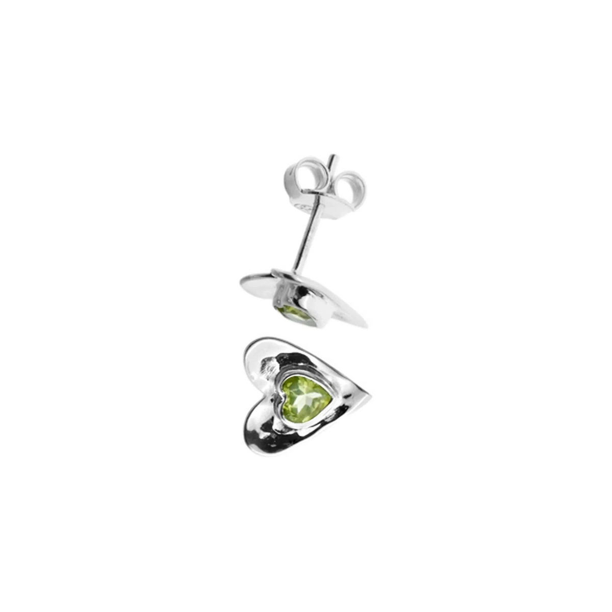 Peridot Heart Stud Earrings Sterling Silver 925 Hallmarked Brand New Boxed