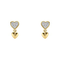 Heart Natural Diamond Drop Earrings 9ct Yellow Gold 375 Hallmarked British Made