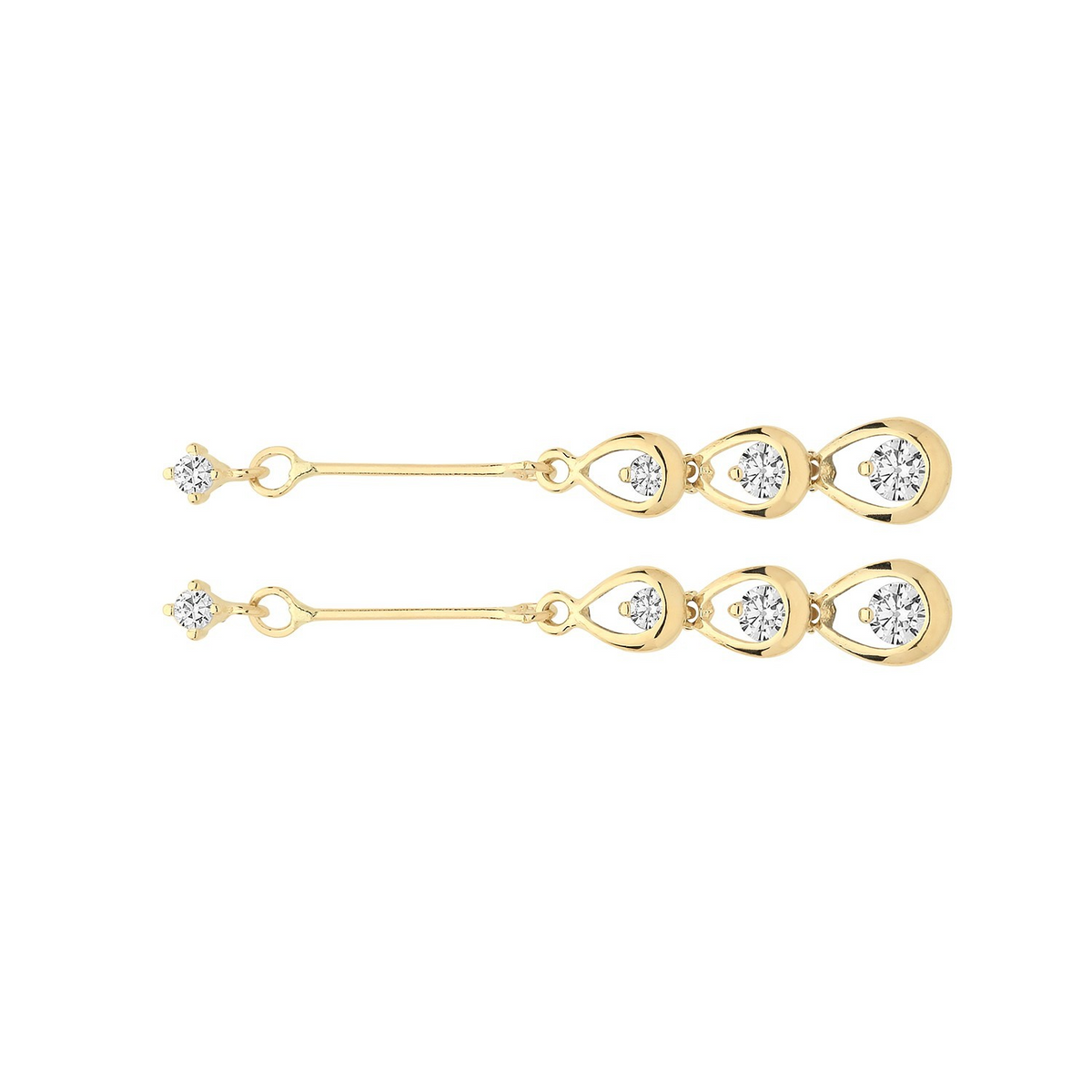 4 Stone Loop Drop Earrings 9ct Yellow Gold 375 Hallmarked Brand New Boxed