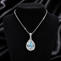 Art Deco Aquamarine & Topaz Pendant 9ct White Gold 375 Hallmarked British Made