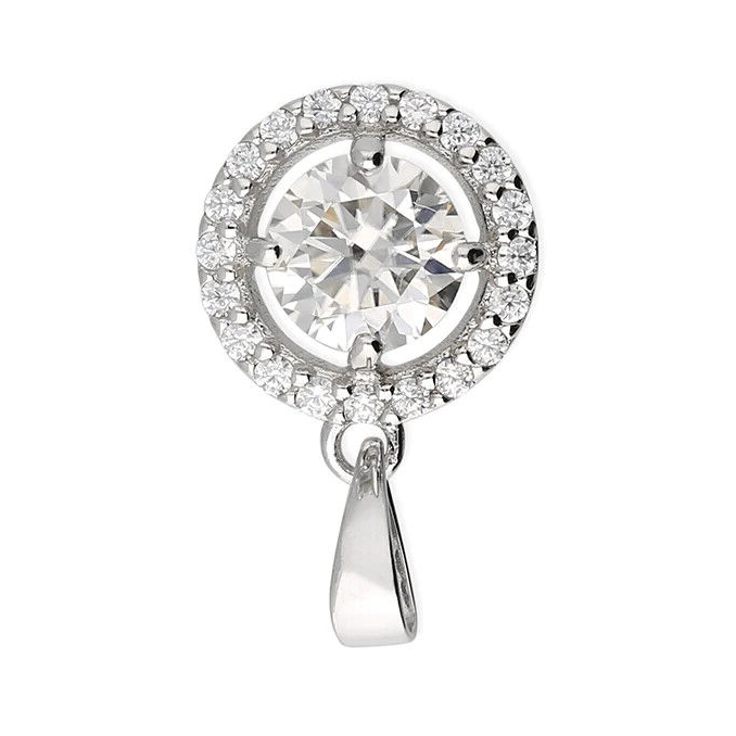 Moissanite Round Halo Pendant Sterling Silver 925 Hallmarked All Chain Lengths