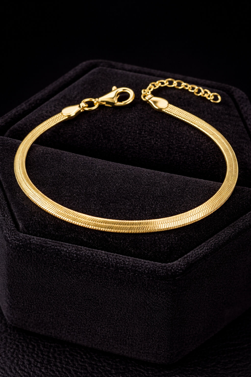 Flat Herringbone Chain Bracelet 9ct Yellow Gold Plated Hallmarked Brand New