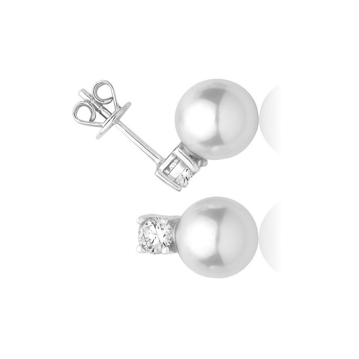Pearl Solitaire Stone Stud Earrings Sterling Silver 925 Hallmarked British Made