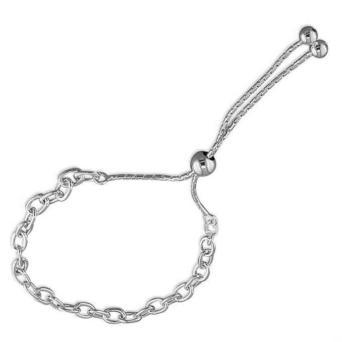 Oval Link Slider Bracelet Sterling Silver 925 Hallmarked Brand New 25cm