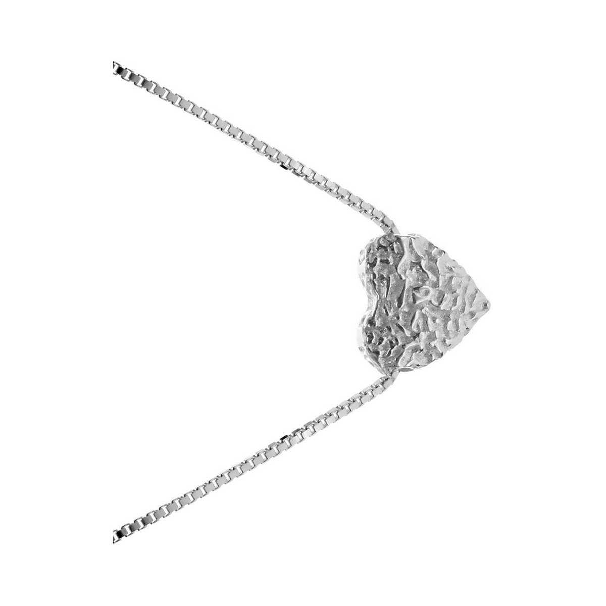 Textured Heart Necklace Solid Sterling Silver 925 Hallmarked British Made