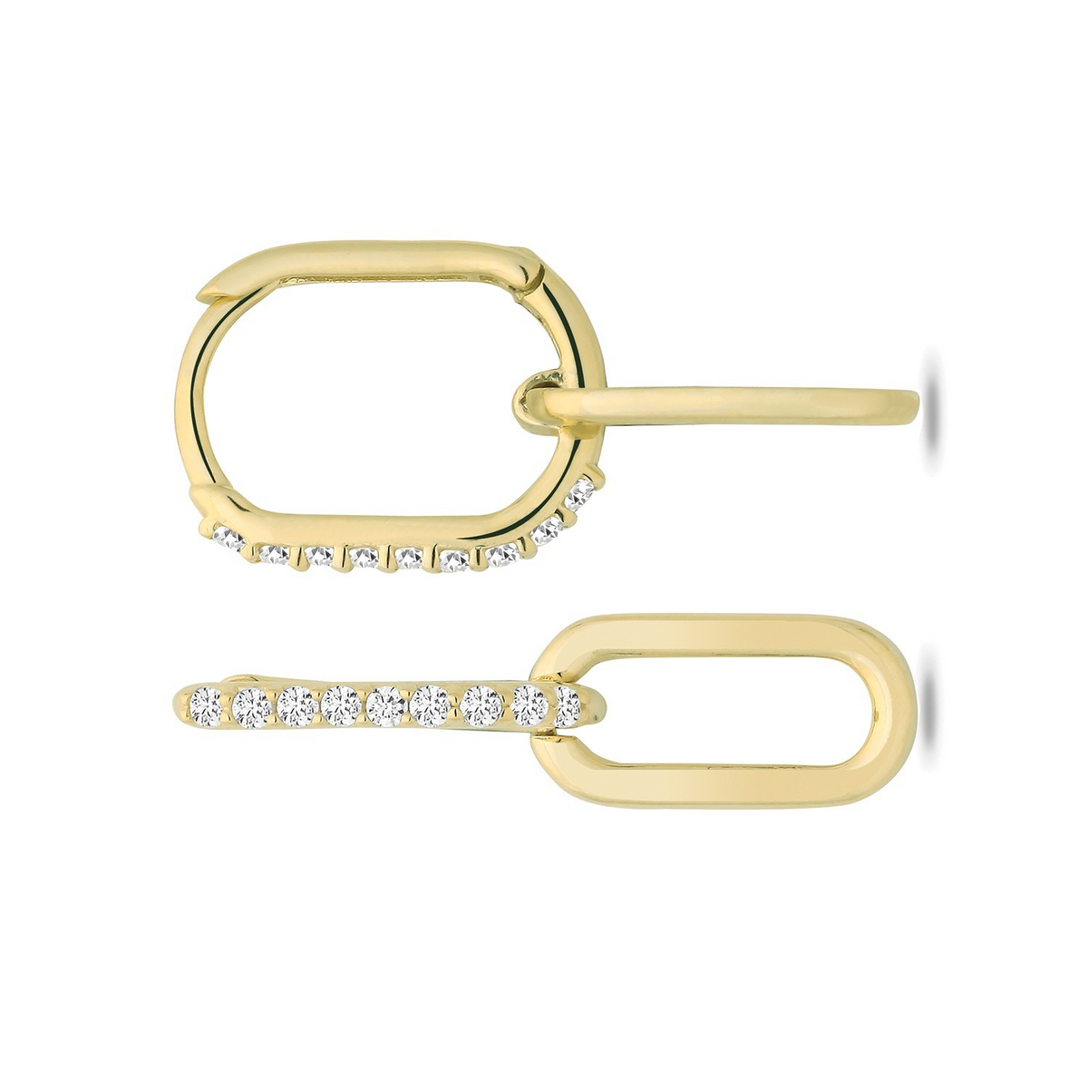 10mm Paperclip Drop Hoop Earrings 9ct Yellow Gold 375 Hallmarked Brand New