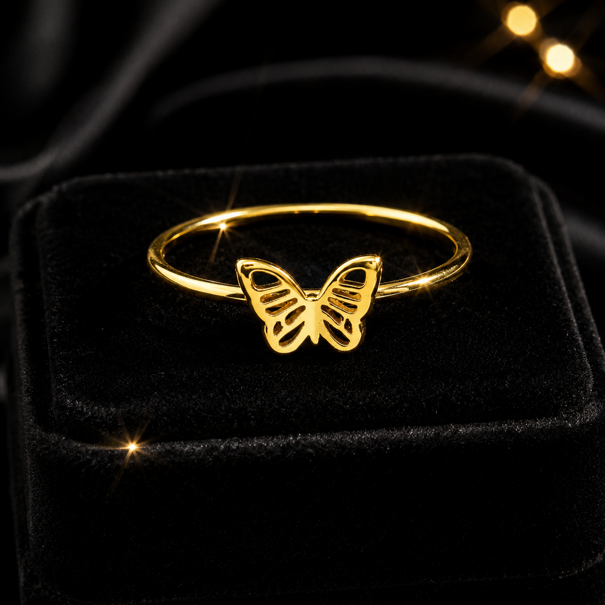 Butterfly Ring 14ct Yellow Gold Plated Hallmarked British Made Size K - Q