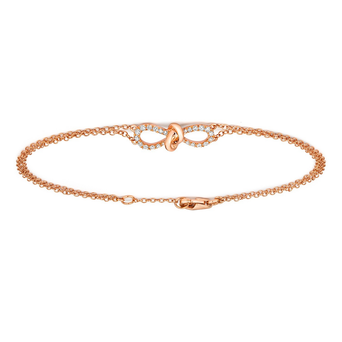 Infinity Natural Diamond 18ct Rose Gold Bracelet 375 Hallmarked British Made